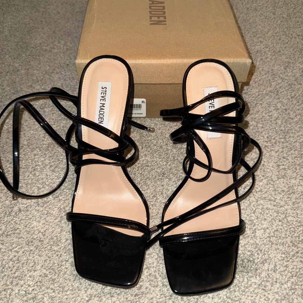 Steve Madden Black Strappy Heels